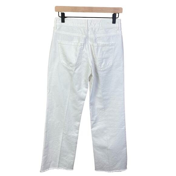 ZARA Womens Size 0 White Wide leg Jeans Mid-Rise Loose Fit Summer Raw Hem Denim - Picture 3 of 9